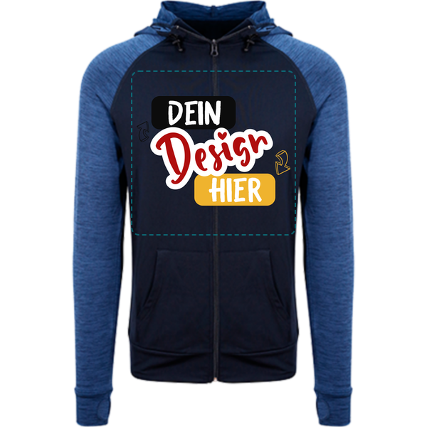 Moderner Kontrast Zip-Hoodie Herren · Marineblau / Melange Marineblau