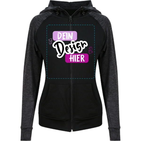 Moderner Kontrast Zip-Hoodie Damen